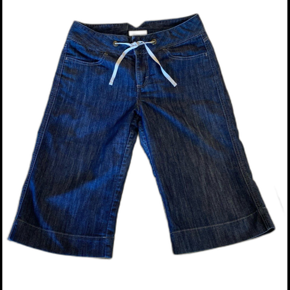 Merona Cropped Denim Capri Pants Size 10 Relaxed Fit Dark Denim‎ Casual Shorts